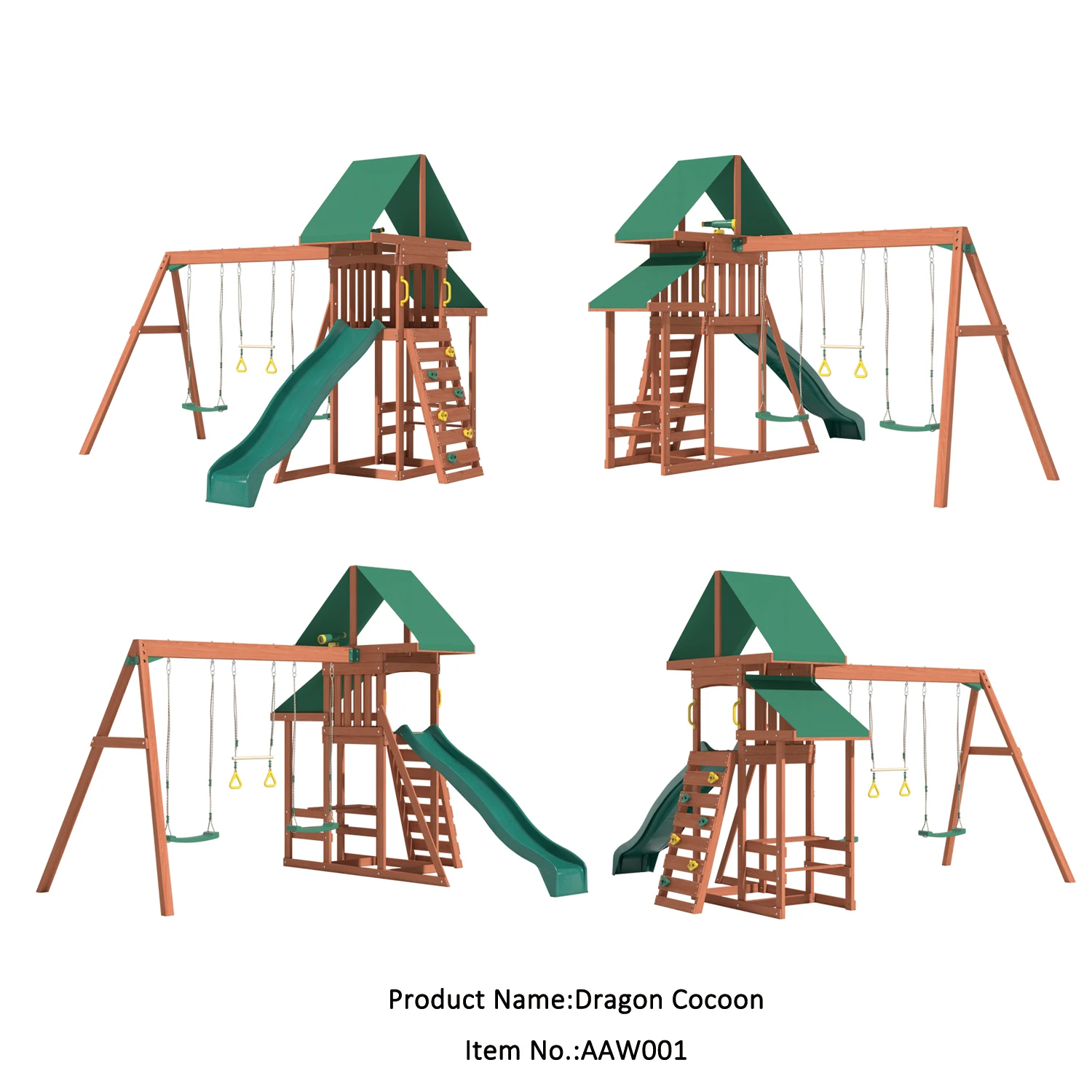 Multifunctional wooden children's combined slide in courtyard American kindergarten