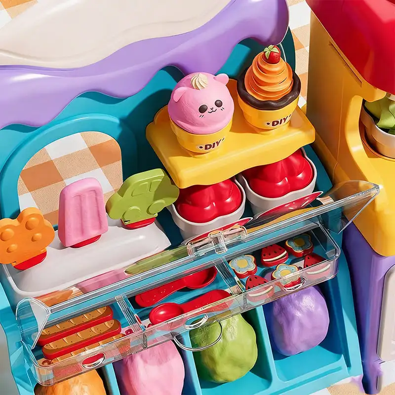 어린이를 위한 DIY 아이스크림 플레이 도우 세트 몬테소리 역할 놀이 음식 장난감 주방 액세서리 어린이 소녀 소년 선물