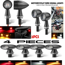 Mini Motorcycle LED Bullet Turn Signal Brake Light DRL Lamp Amber Red Flashing Light for Bobber Cafe Racer Honda Suzuki etc...