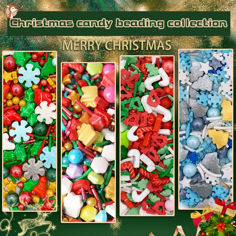 20g Christmas Snow Crutche Sugar Beads Pearl Cadny Sweets Balls DIY Sprinkled Red Lips Cake Baking Decoration Cake Toppers