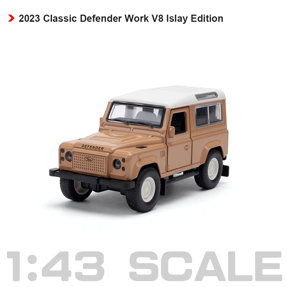 

1:43 2023 Classic Defender Work V8 Islay Edition Simulated alloy car model ornament retro static rich details, fine workmanship