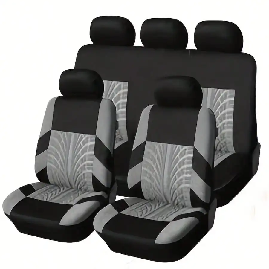 Full-Coverage, Stylish 5-Seater Car Seat Covers With Detailed Tire Tracking. Compatible With Most 5-Seater Models On The Market. Breathable Fabric.
