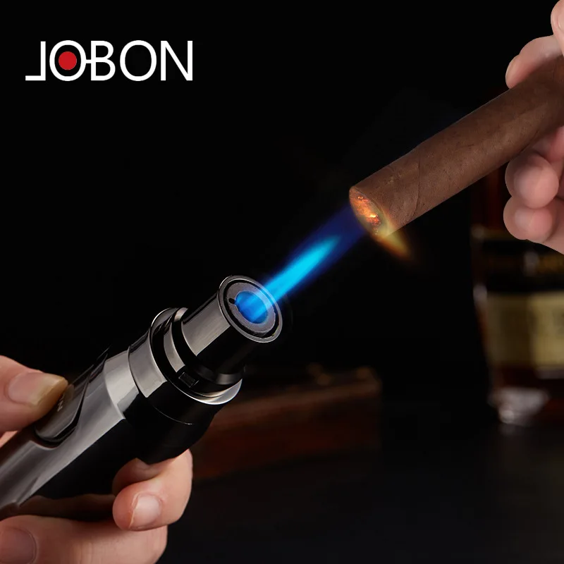 JOBON Windproof Butane Gas Lighter Bullet Metal Turbo Jet Igniter BBQ Airbrush Flame Straight Fire Blue Flame Cigar Lighter