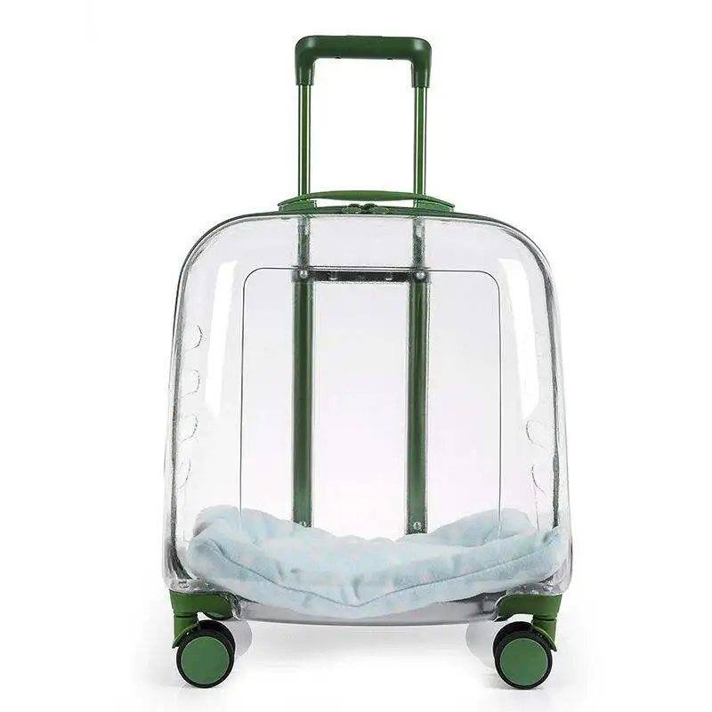 Transparent Cat Luggage Trolley Case Portable Backpack Large Transport Box Silent Wheel Dog Travel Bag Breathable Box