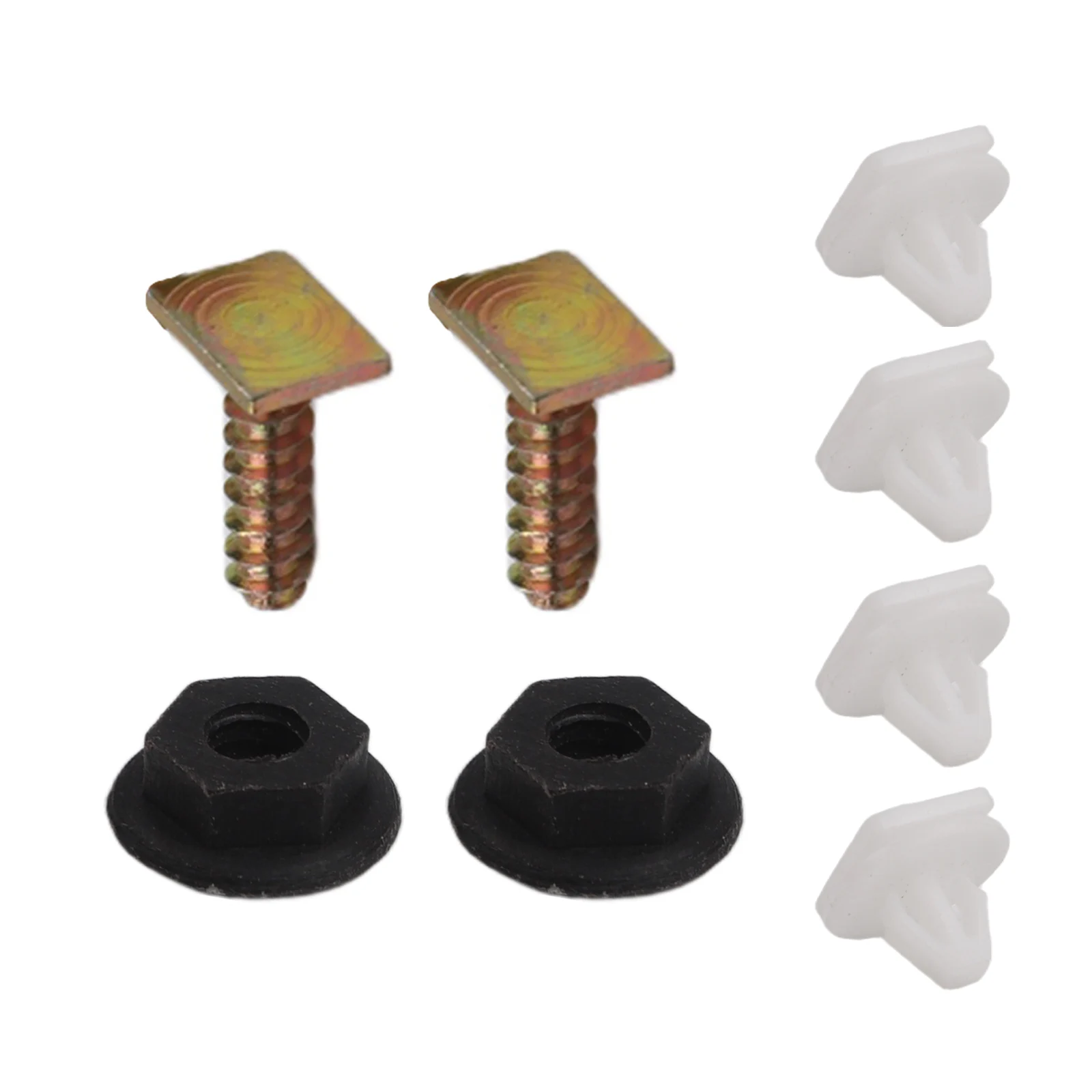Wheel Trim Fastener Clips White 2* Metal Screws 2* Plastic Nuts Arch Bolt Nut Plastic Set 4*Plastic White Clips