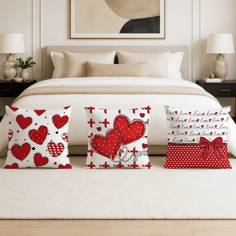 Sweet Love Cushion Cover Double Sided Soft Pillowcase Hogar Sofa Living Room Home Bed Decor Pillowcovers Gift