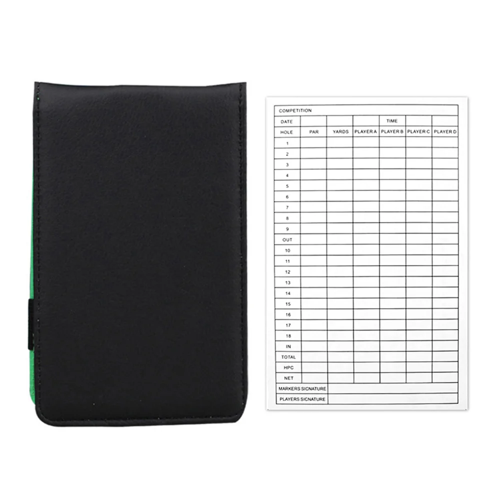 

1 set Golf Golfs Score Notepad Black PU Golfing Scorecards Holder Portable Notepad Lightweight Sturdy Golfs Book