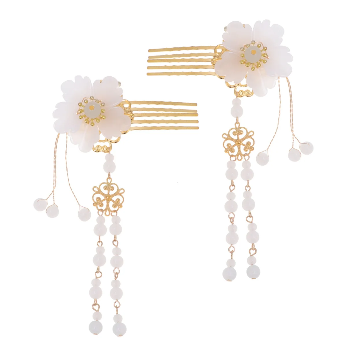 

2Pcs Hanfu Hair Comb Tassel Hairpins Handmade Elegant Headwear Cosplay Wedding Party Chinese Ancient Style Hair Accessories