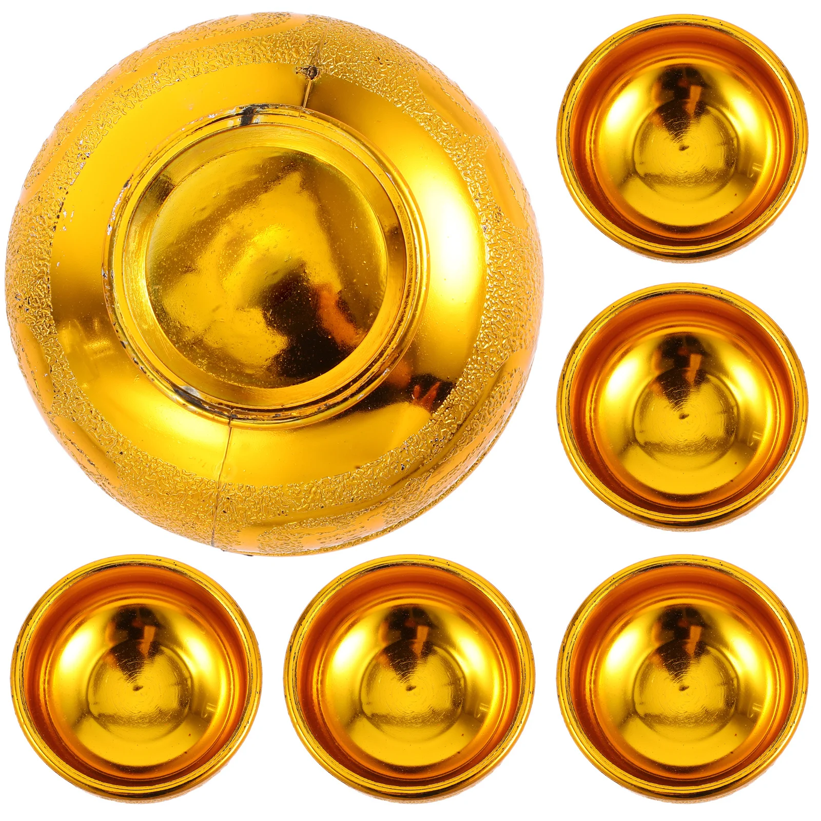 

6 Pcs Bowl of Treasure Decors Water Alluvial Gold Golden Plastic Plate