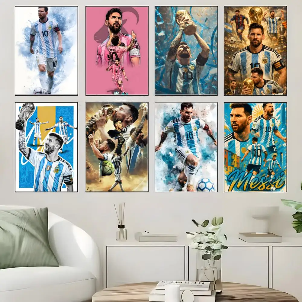 Athlete L-Lionel Messi Poster  Self-adhesive Art Waterproof Paper Sticker Coffee House Bar Room Wall Decor