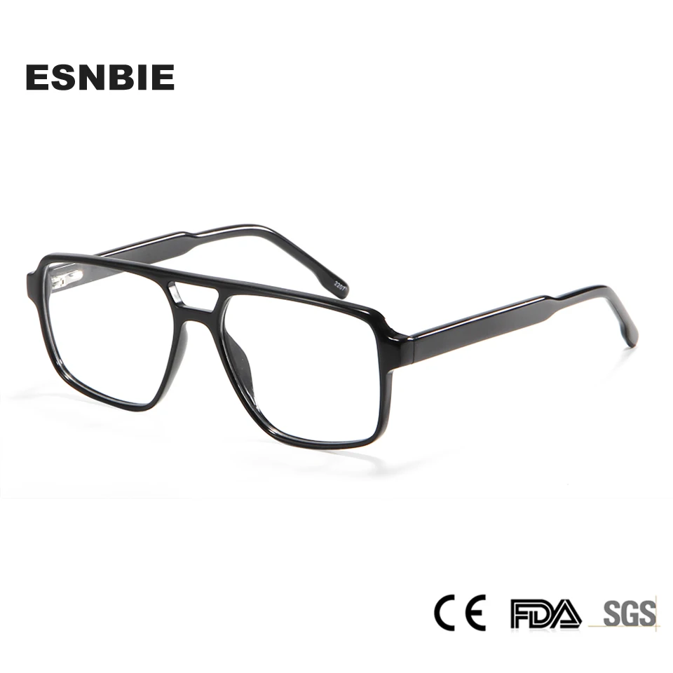 New Vintage Square Eyeglasses Women Acetate Double Bridge Myopia Optical Frame For Men Lentes Opticos Para Mujer Spring Hinge