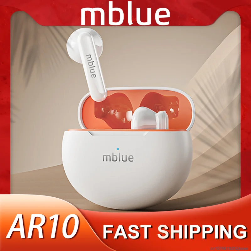 mblue AR10 Earphones TWS Wireless Bluetooth 5.4 Headset Call Noise Reduction Sports Headphones HiFi Stereo Music Gaming Earbuds