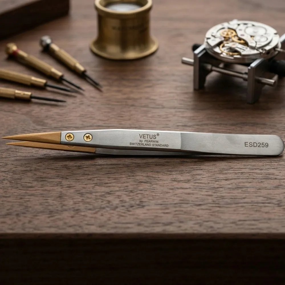 Durable Boxwood Tweezers Sharp Tip Insulated Repair Tool Anti-magnetic Anti-scratch Component Clamp Watchmaking