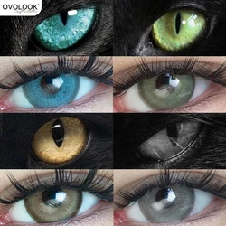OVOLOOK-New 1Pair Fashion Big Lenses Myopia Colored Contact Lenses for Eyes Beauty Blue Eyes Lenses Green Pupils Brown Grey Lens