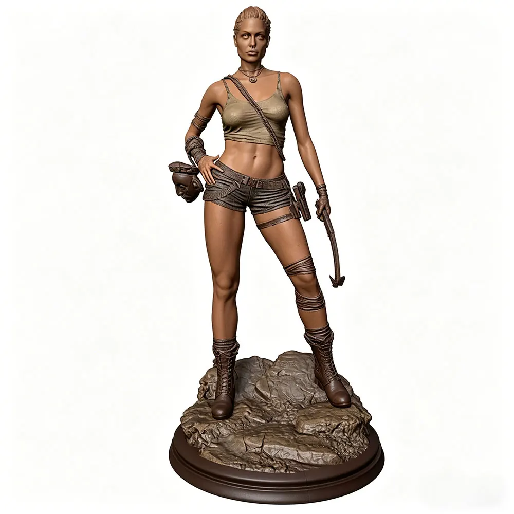 1/24 Miniature Resin Model Statue, 75mm Figure Toy Model Kit, Tall Woman Wearing Climbing Gear, High-Detailed Resin Model Figure, Unpainted, Perfect for Role-Playing Games and Collecting