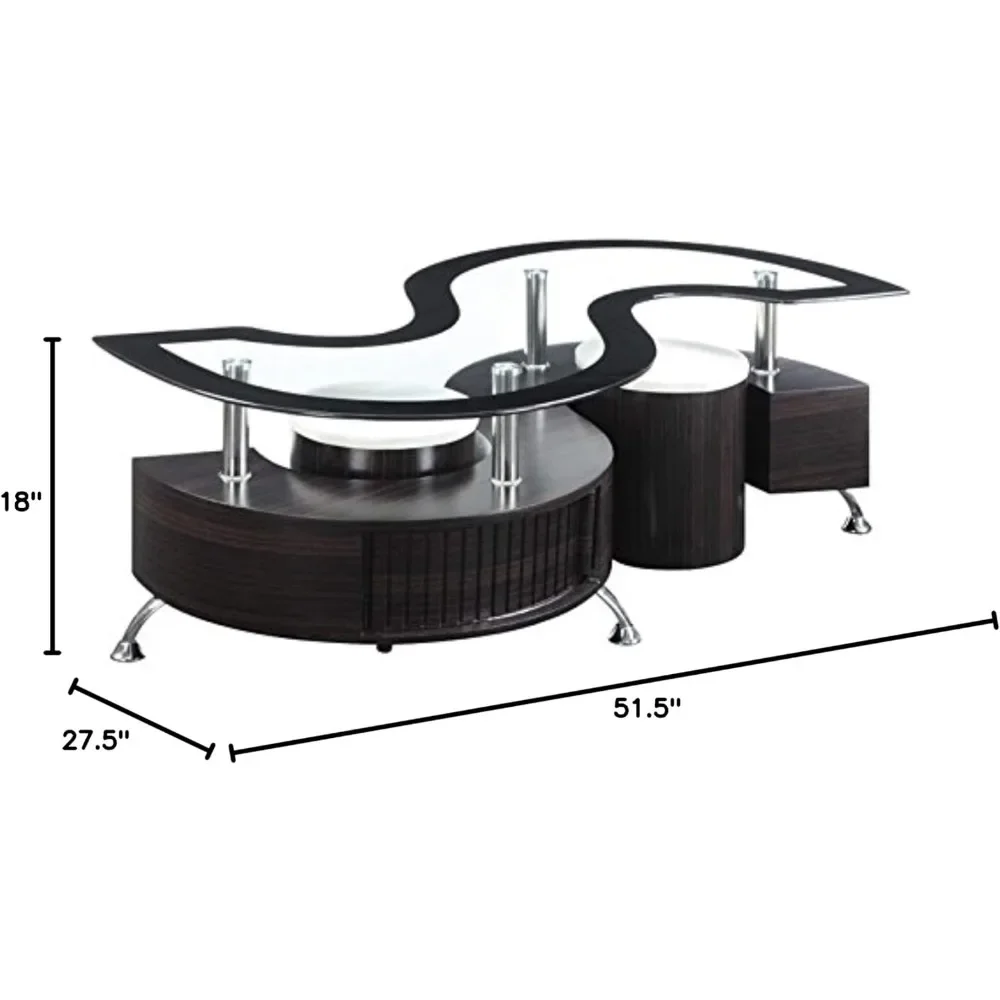 CO Coffee Table with Stools, in Cappuccino.