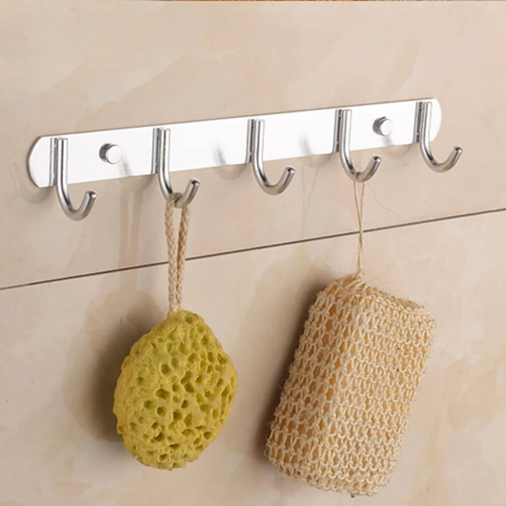 Space Aluminum Hooks Bar 3 4 5 6 7 Hooks Hat Clothes Robe Holder Door  Rack Wall Mounted Bathroom Kitchen Hanger Wall Coat Rack