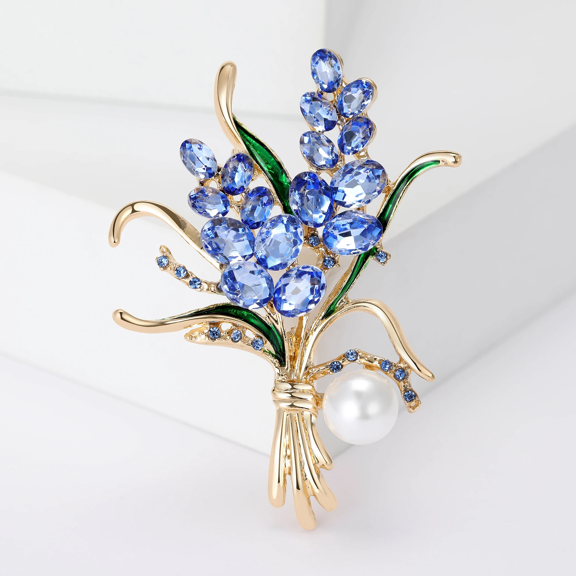 Beaut&Berry Rhinestone Ear of Wheat Brooches for Women 4-color Flower Pins Office Party Casual Accessories Gifts
