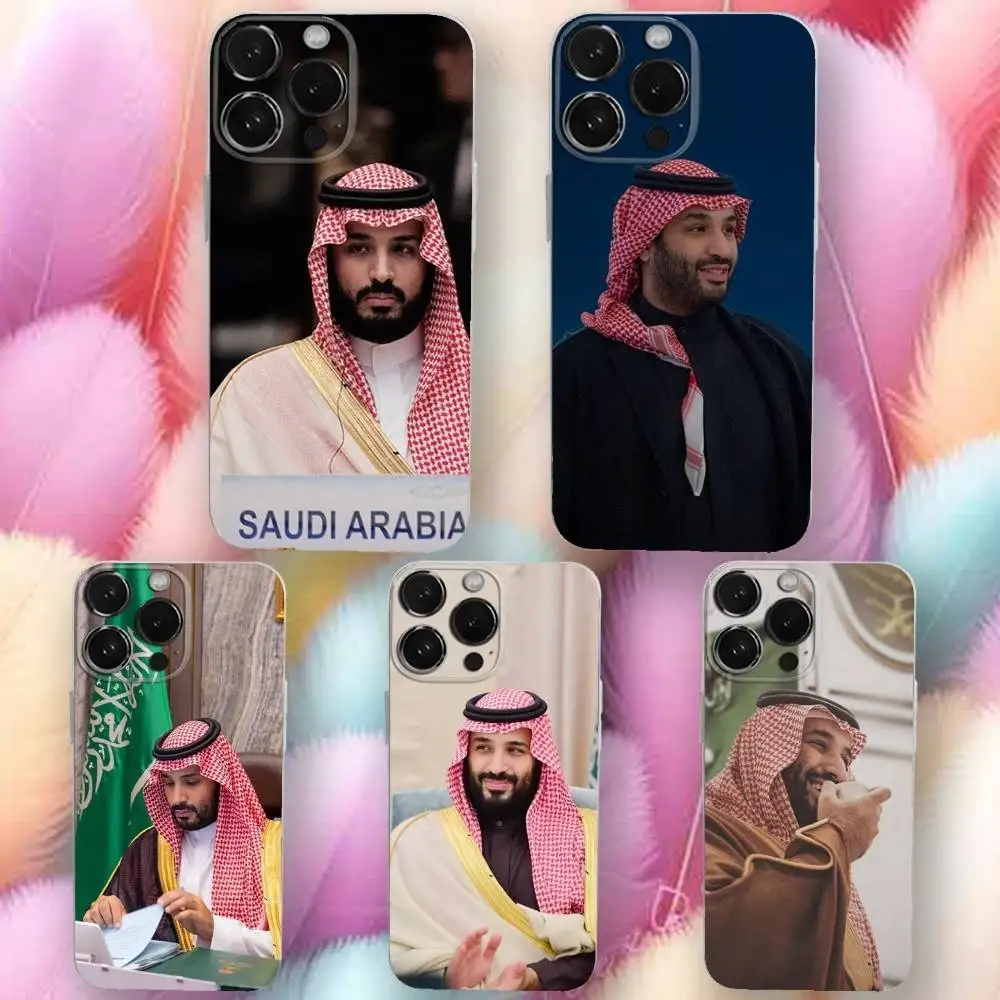 

M-Muhammad Bins S-Salman Phone Case For iPhone 16,se4,15,14,13,12,11 Plus,Pro,Max,XR,XS,X,Plus,SE,Mini Transparent Soft Cover