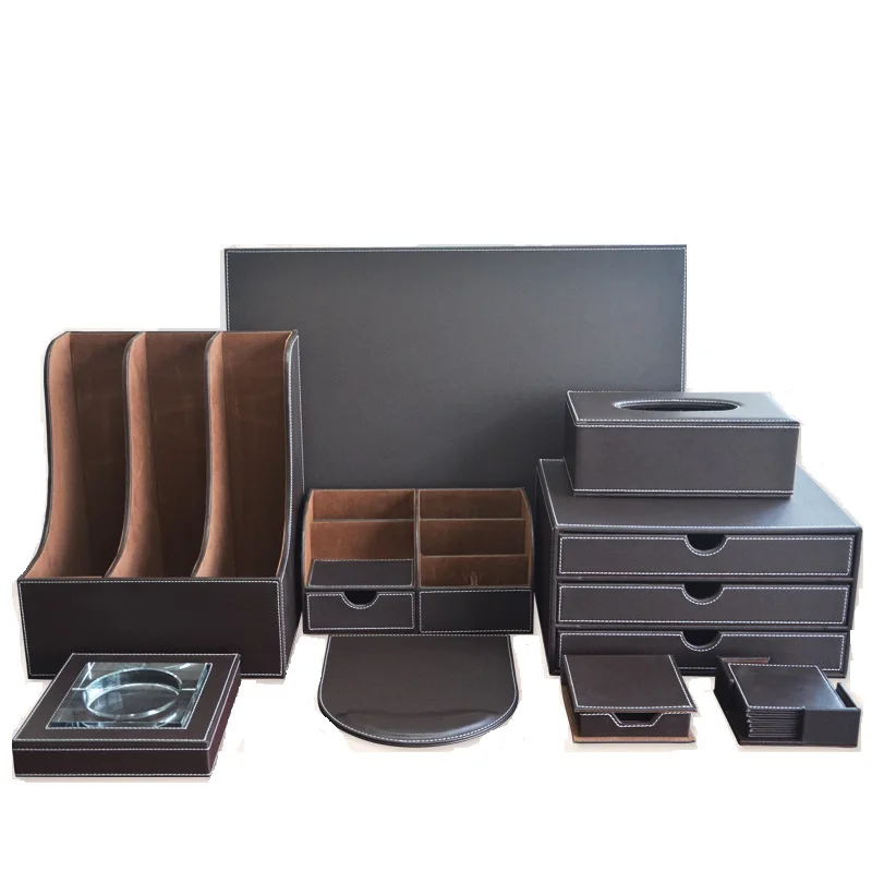 Fashion Business Multifunctional Leather Office File Cabinet, Desktop File Holder, Home Supplies Set