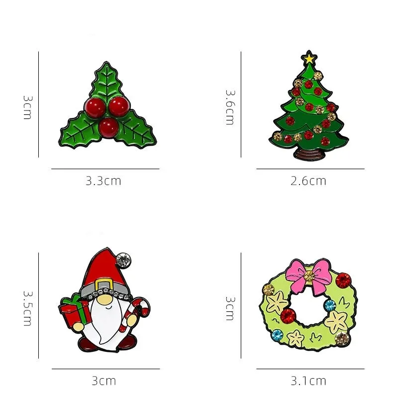 Santa Claus Tree Enamel Brooch Creative Christmas Day Inlaid rhinestone Gift Lapel Pin Badge Backpack Clothing Hat Accessories