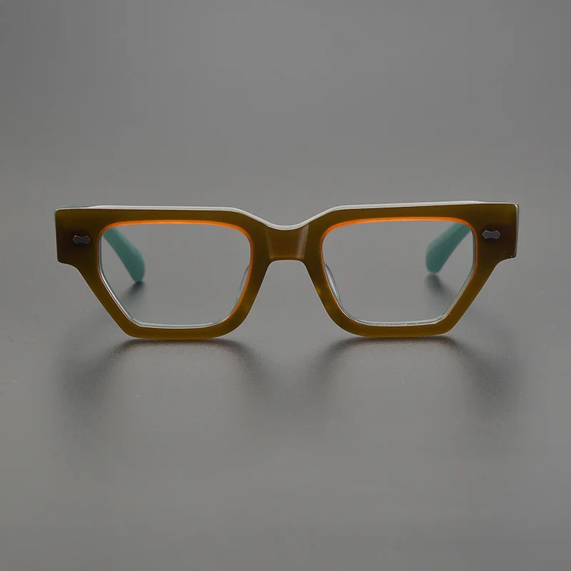 Designer Square Glasses Frame, Feito à Mão, Óculos Ópticos de Acetato, Pode Ser Equipado com Prescrição, De Alta Qualidade