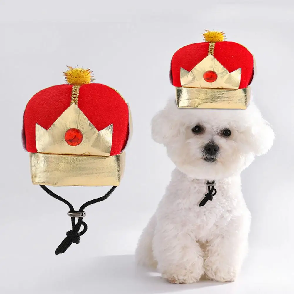 Fun Pet Headwear Adorable Pet King Crown Hat for Dogs Adjustable Size Soft Headwear for Cosplay Cute Dog Prop for Pet Supplies