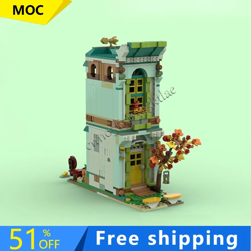 

HOT 770 Parts MOC Autumn Apartment Building Blocks Retro Architecture Model Display Toys Kids Assembly Birthday Christmas Gifts