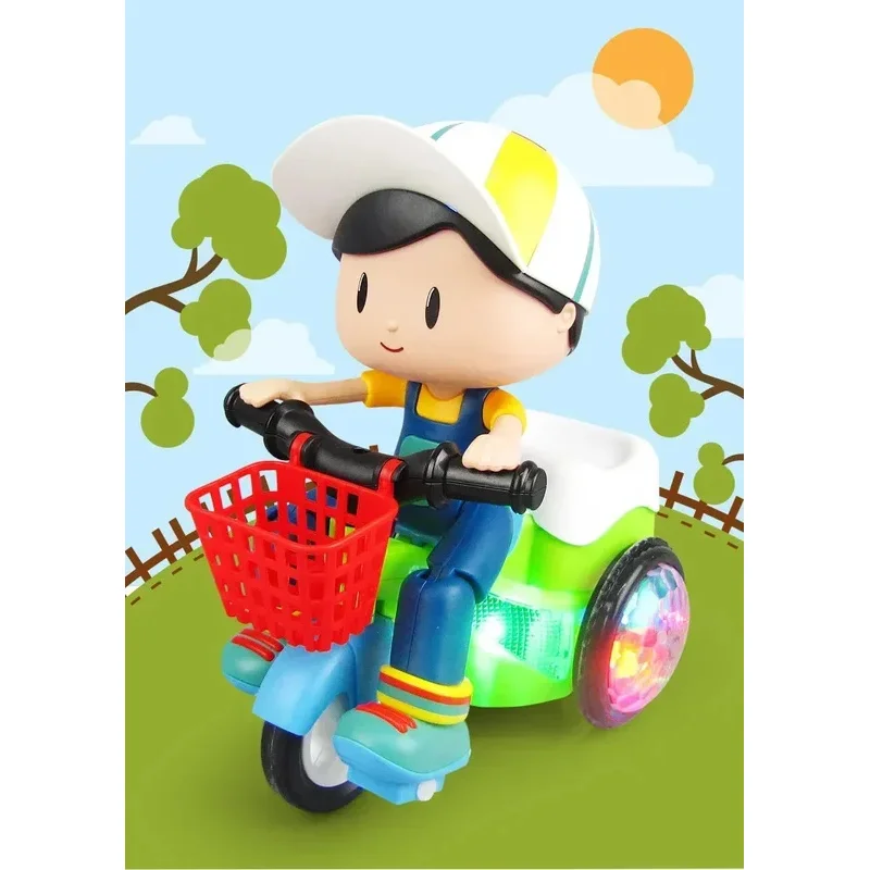 Luminous Pedal Tricycle Toy with 360-Degree Rotation, Music and Stunt Features, Perfect Christmas Gift for Kids