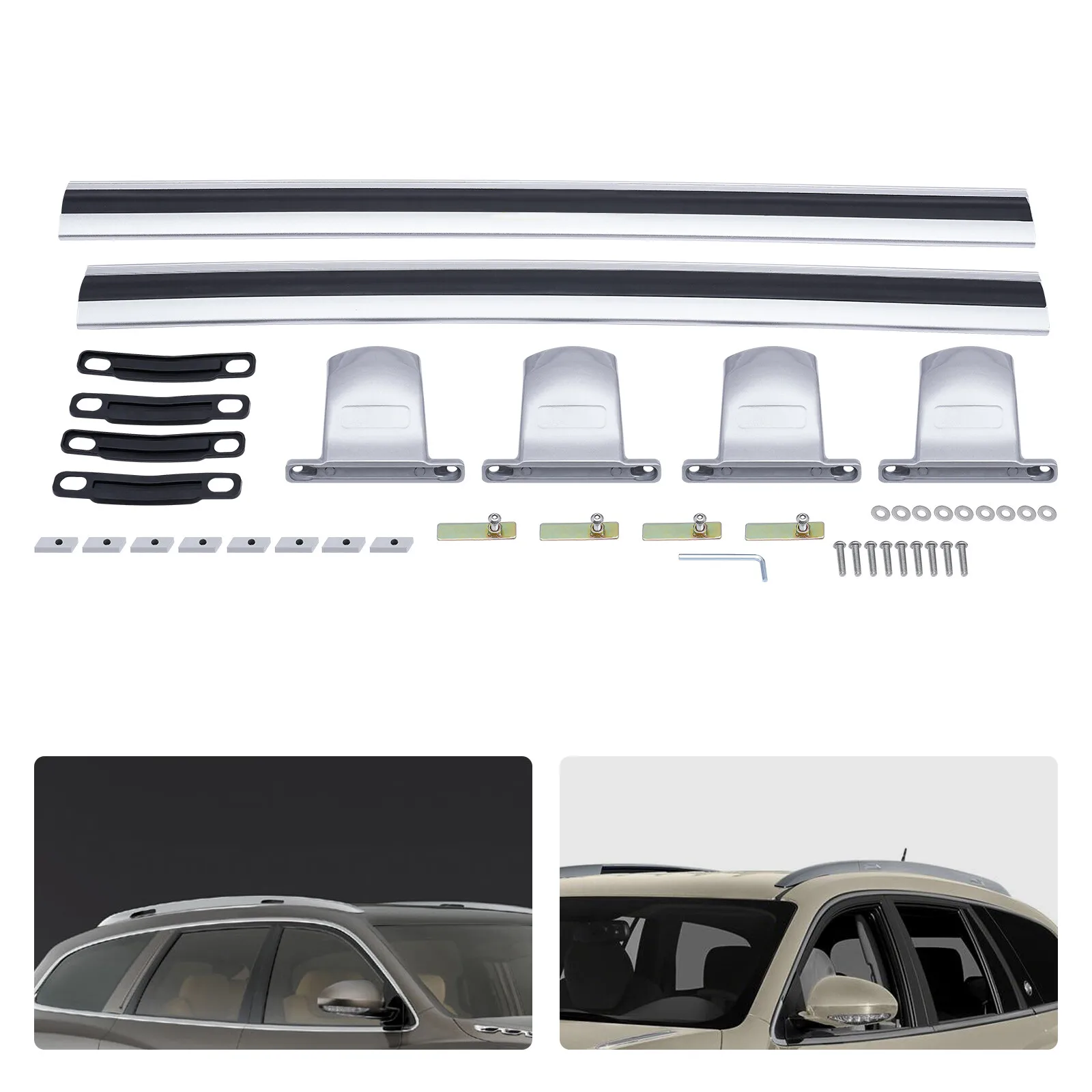 

2 PCS Roof Rack Cross Bar Set, For 2009-2016 Buick Enclave, Luggage Baggage Cargo Carrier, Silver, E169529010501CP