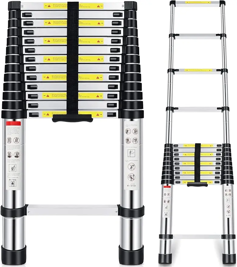 

Telescoping Extension Ladder 16.5 FT, Aluminum Alloy Folding Telescopic Ladder with Locking Mechanism, Multi-Purpose Collapsible