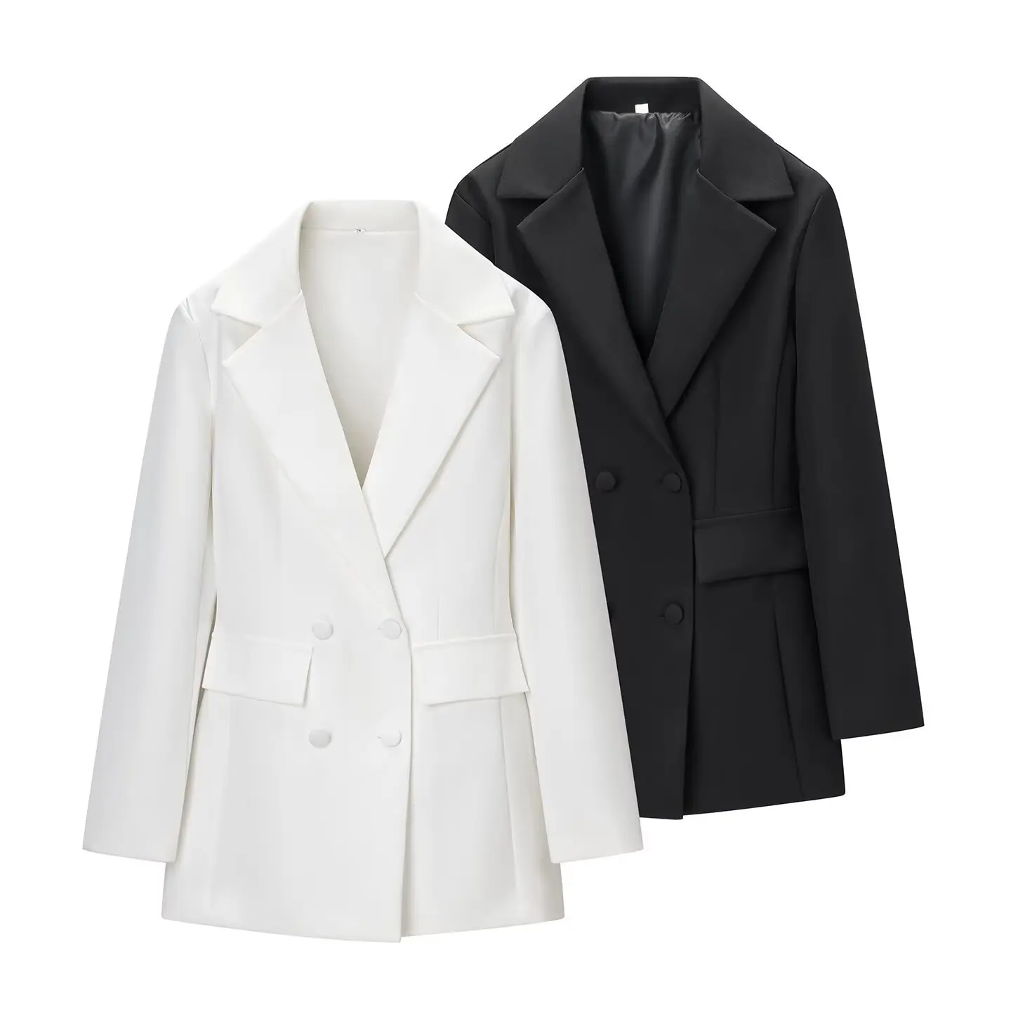 

Женский весенний костюм KIDCRKJ Office 2026: пиджак с глубоким V-образным вырезом, длинными рукавами, оборками на талии, универсальная женская верхняя одежда