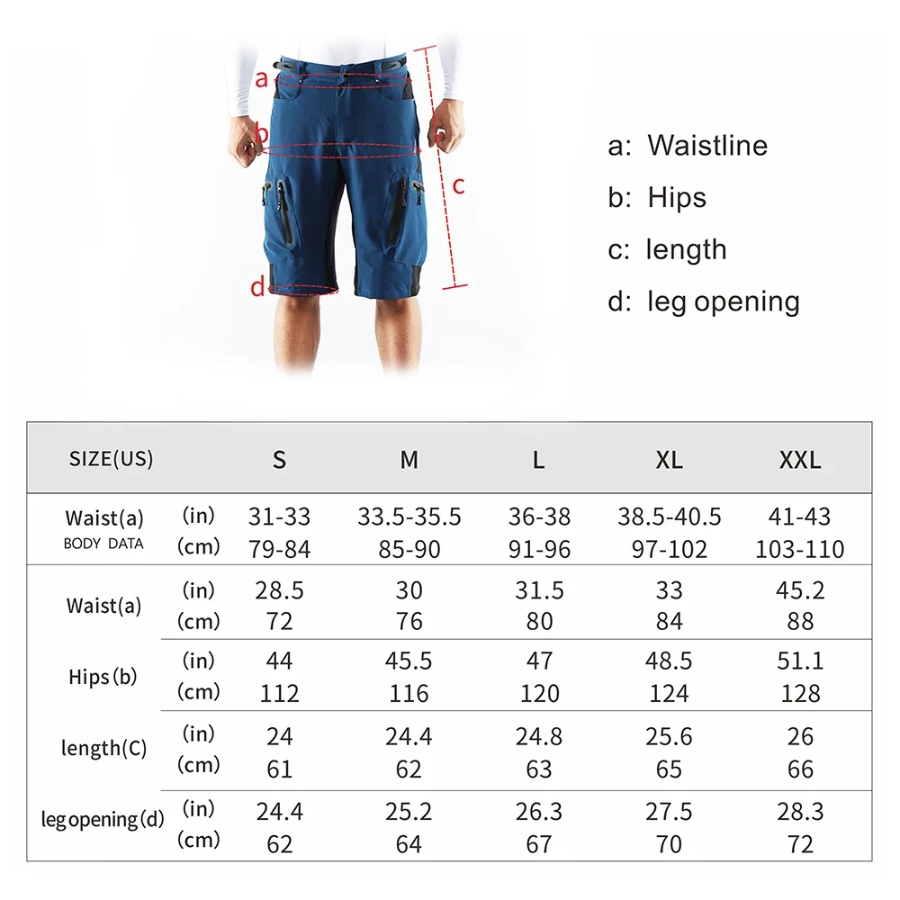 ARSUXEO Herren Lockere Fahrradshorts Mountainbike Ohne Sitzpolster Atmungsaktiv Bequem Leichte Radhose – Detail 8