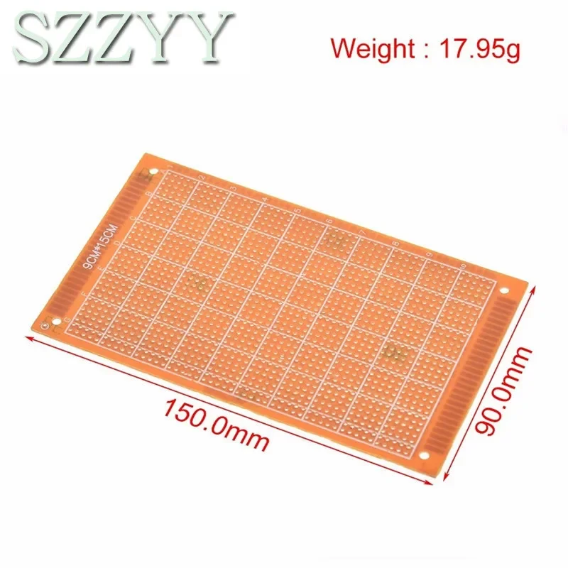 2 buah 9x15 9*15cm satu sisi prototipe PCB papan Universal papan sirkuit pelat tembaga Bakelite eksperimental papan kuning