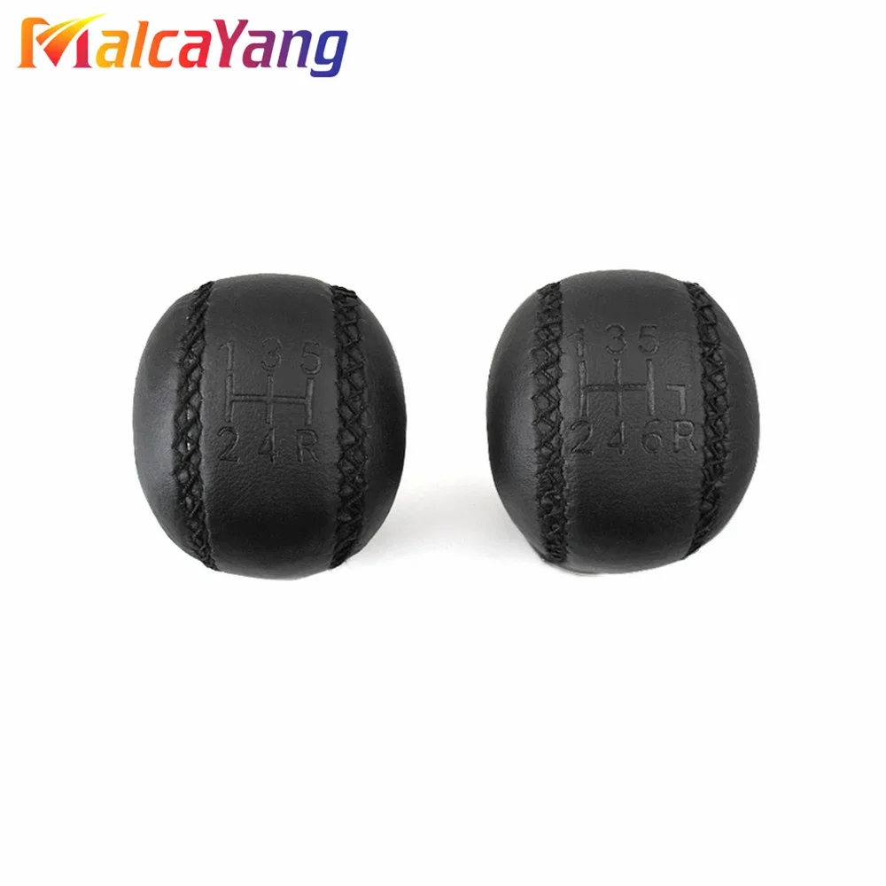 Black Leather Gear Shift Knob For Volvo S60 S80 V70 XC70 Sewing Leather 5/6 Manual Shifter Lever Pen Car Styling Accessories