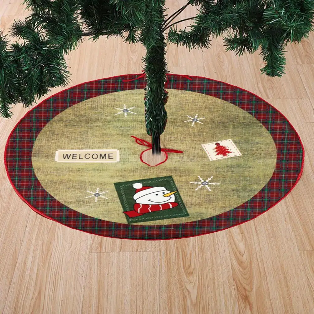 Christmas Tree Skirt Bright-colored Open Ended Xmas Tree Bottom Decorative Fleece Santa Claus Xmas Tree Skirt For Party