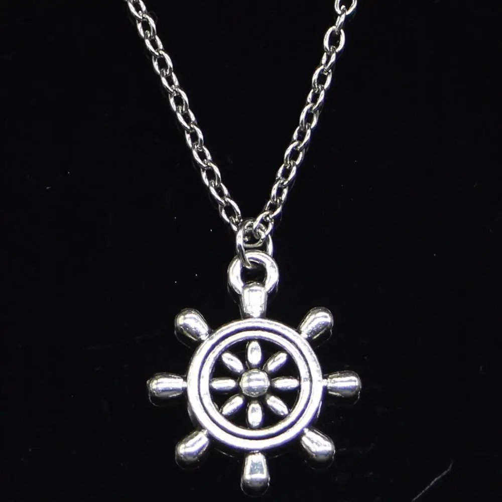 20pcs New Fashion Necklace 22x20mm ships wheel helm rudder Pendants Short Long Women Men Colar Gift Jewelry Choker