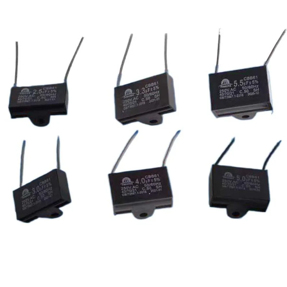 

1PCS CBB61 Motor Capacitor 2.5UF 2.8UF 3UF 3.3UF 3.5UF 4UF 4.5UF 5UF 5.5UF 2 Wire Motor Capacitor