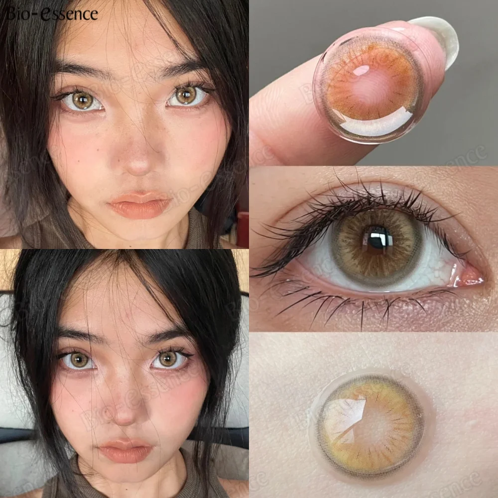 Lentes de contacto de colores bioessense Lentes marrones de aspecto natural Lentes de moda Lentes coreanas Y2K Belleza, lentes de contacto multicolores