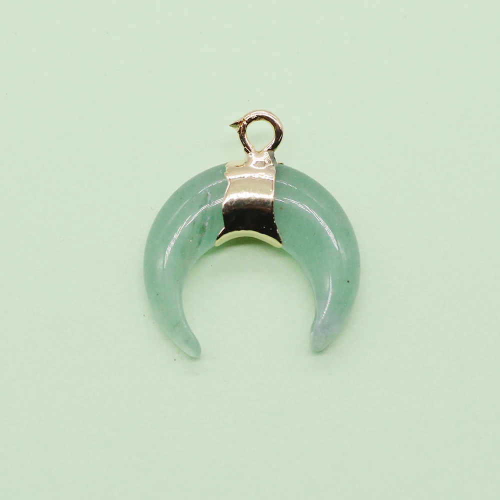 Classic Natural Stone Polished Moon-shaped Crystal White Turquoise Electroplated Single-hole Pendant DIY Jewelry Accessories