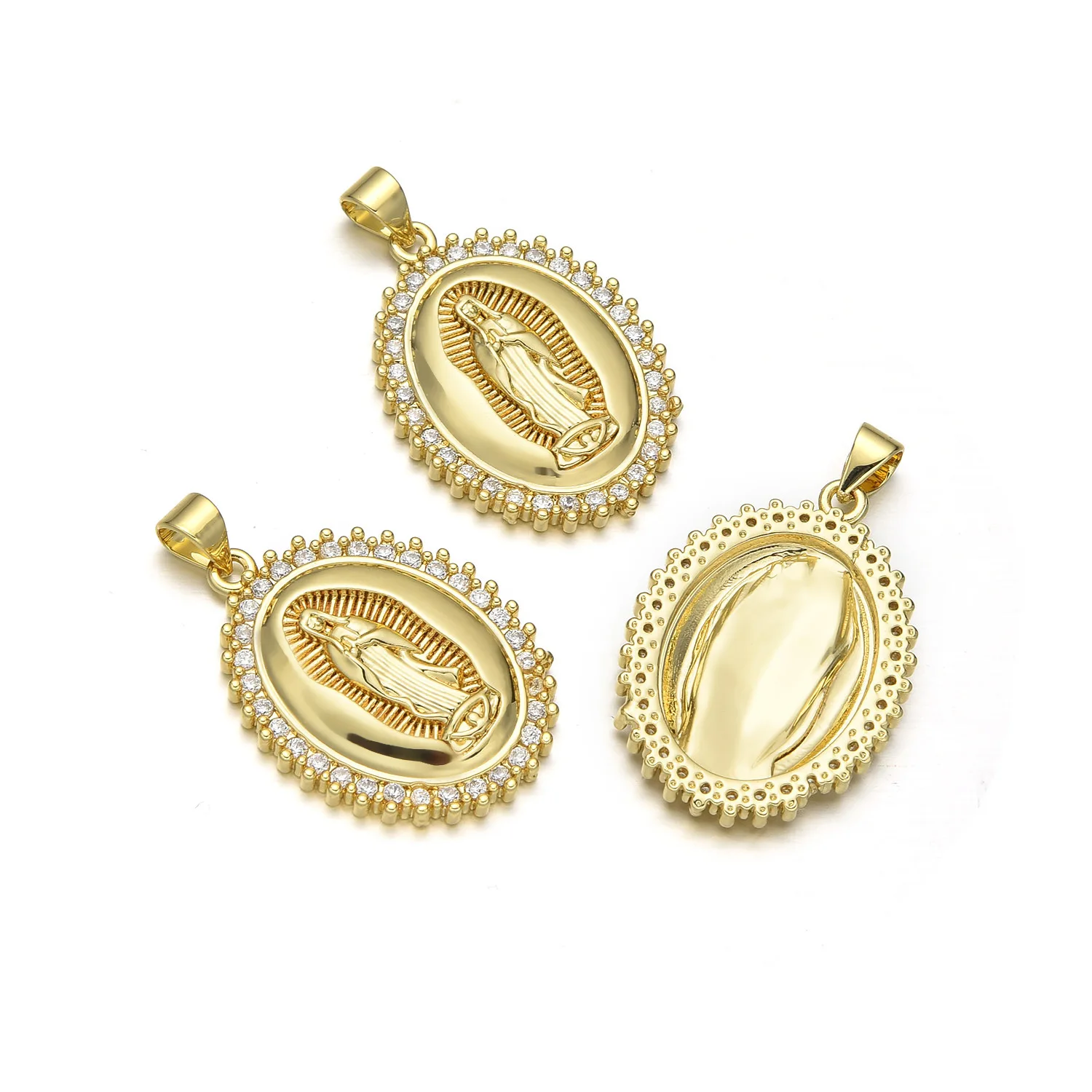 5pcs American Copper Zircon Madonna Portrait Oval Square Pendant Accessorie DIY Pearl Necklace Jewelry Making Material Wholesale