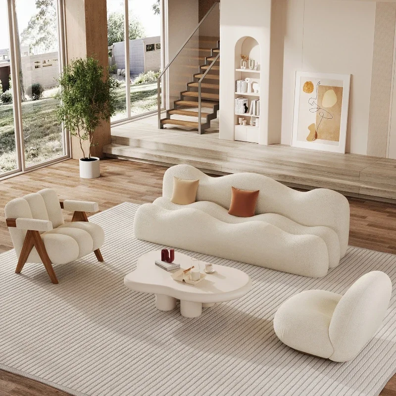 

Nordic cream style creative wave sofa living room small apartment clothing store beauty salon casual light luxury fabric sofa
