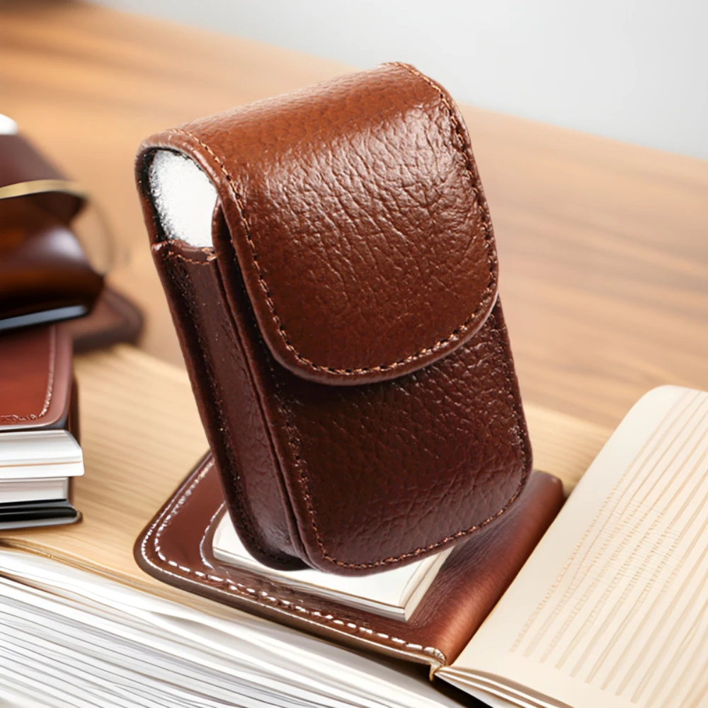 

Classic Belt Wearable PU Glasses Case Men Portable Leather Folding Glasses Storage Box Glasses Protective Cover