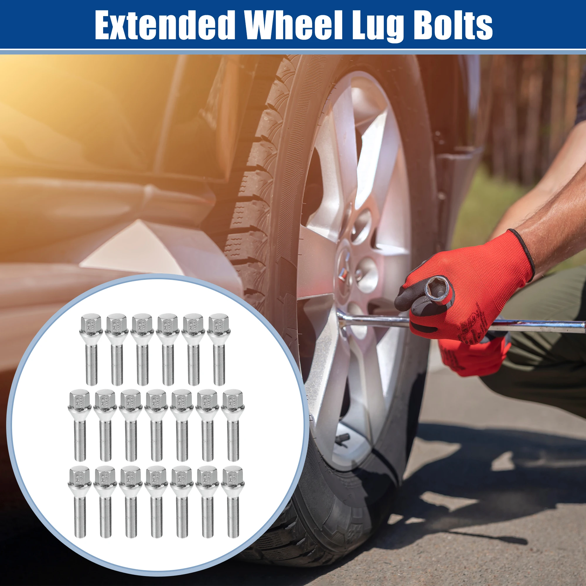 UXCELL 20pcs M12x1.25 Extended Wheel Lug Bolts Conical Seat 40mm Shank for Jeep