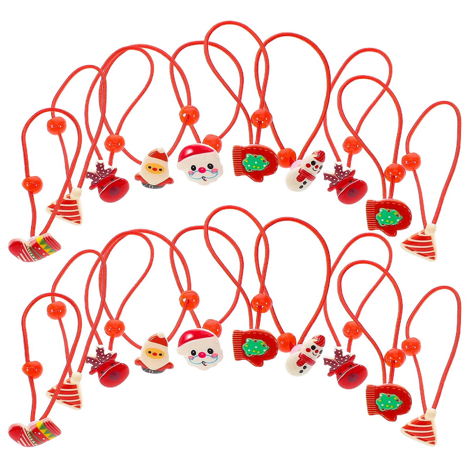 

20 шт., детские резинки для волос, рождественские эластичные держатели для хвоста, смоляные снеговики, колокольчики Санта-Клауса, перчатки для девочек, праздничные волосы