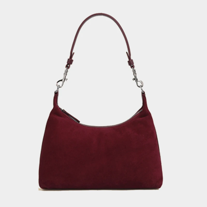

Hifashion Retro Suede Genuine Leather Crescent Shoulder Bags For Women 2025 Luxury Designer Crossbody Hobos Work Ladies Handbags