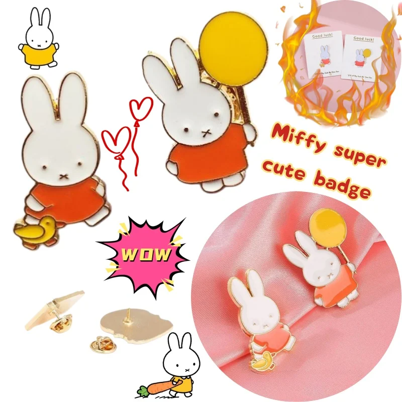 2PCS Miffy rabbit brooch animal bunny personality niche anime gift cartoon best friend backpack accessories