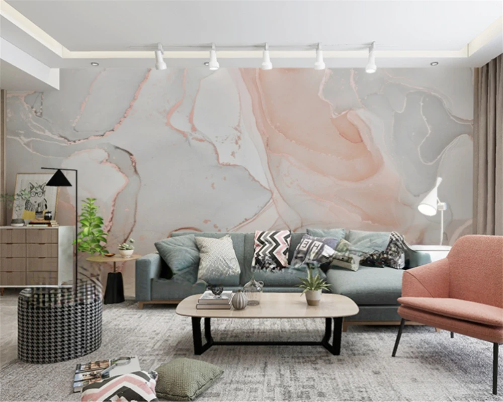 

beibehang Customized modern Nordic pink warm marble pattern bedroom living room luxury papel de parede wallpaper papier peint