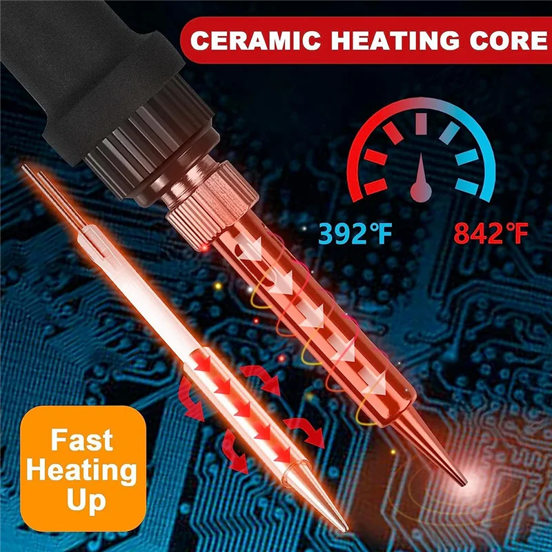Lötkolben-Kit, 60-W-Lötlötkolben-Kit, Lötkolben mit einstellbarer Temperatur und 5 Eisens pitzen