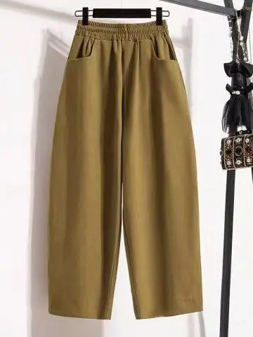 بالإضافة إلى حجم السراويل هارلان المرأة الصيف الجديدة عالية الخصر فضفاضة التخسيس تسع نقاط واسعة الساق أبي السراويل عارضة الكورية Sle البوليستر...